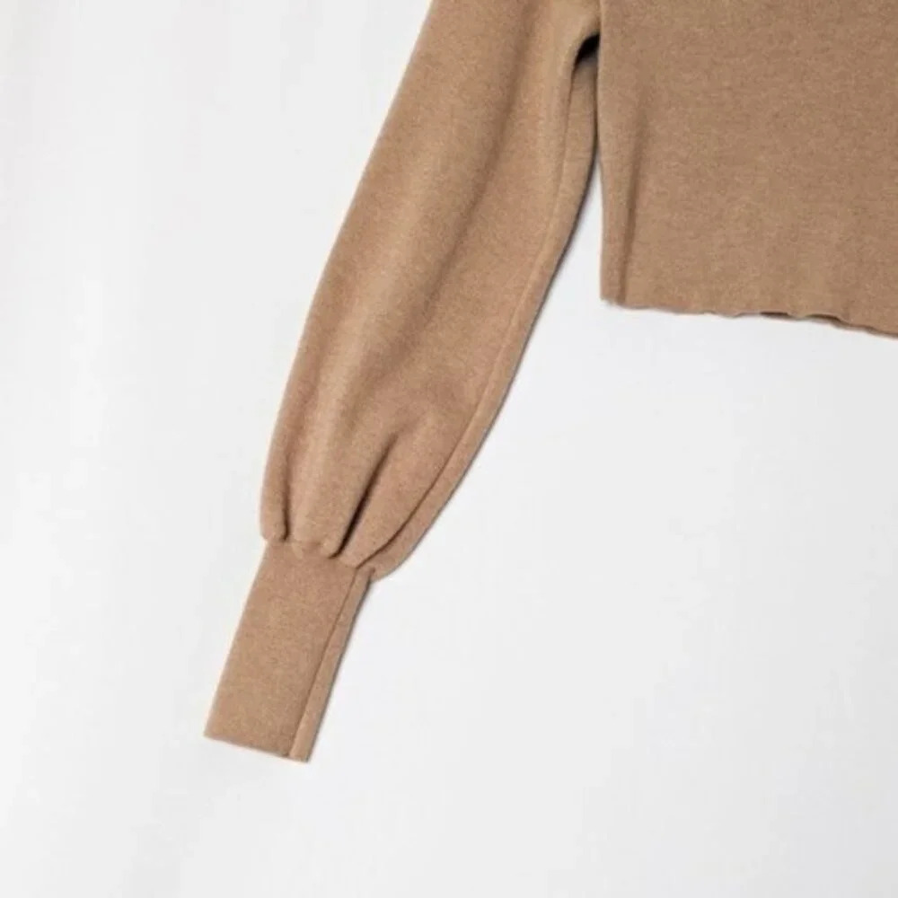WILFRED Rebecca Sweater Wool Light Brown Cropped Turtleneck XS Aritzia - Picture 8 of 11